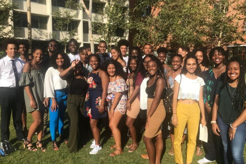 Students gathering together from USC Black student organizations 