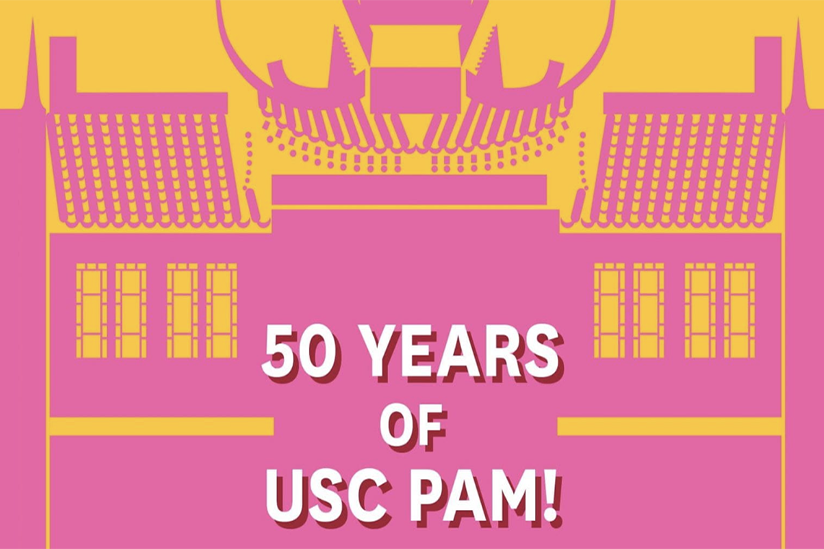 Graphic celebrating 50 years of the Pacific Asia Museum