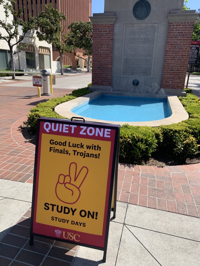 A quiet zone sign at the entrance of Trousdale Parkway