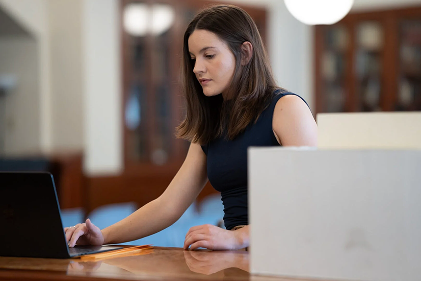 Girl working on her computer