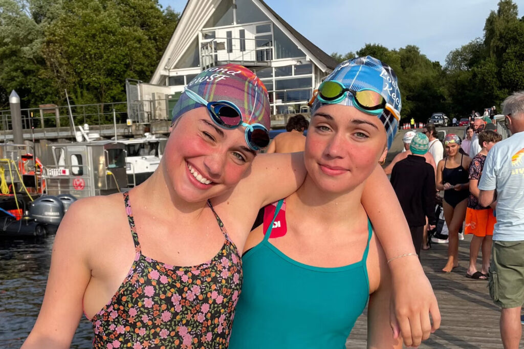 Sarah and Amelia Batt in swim gear